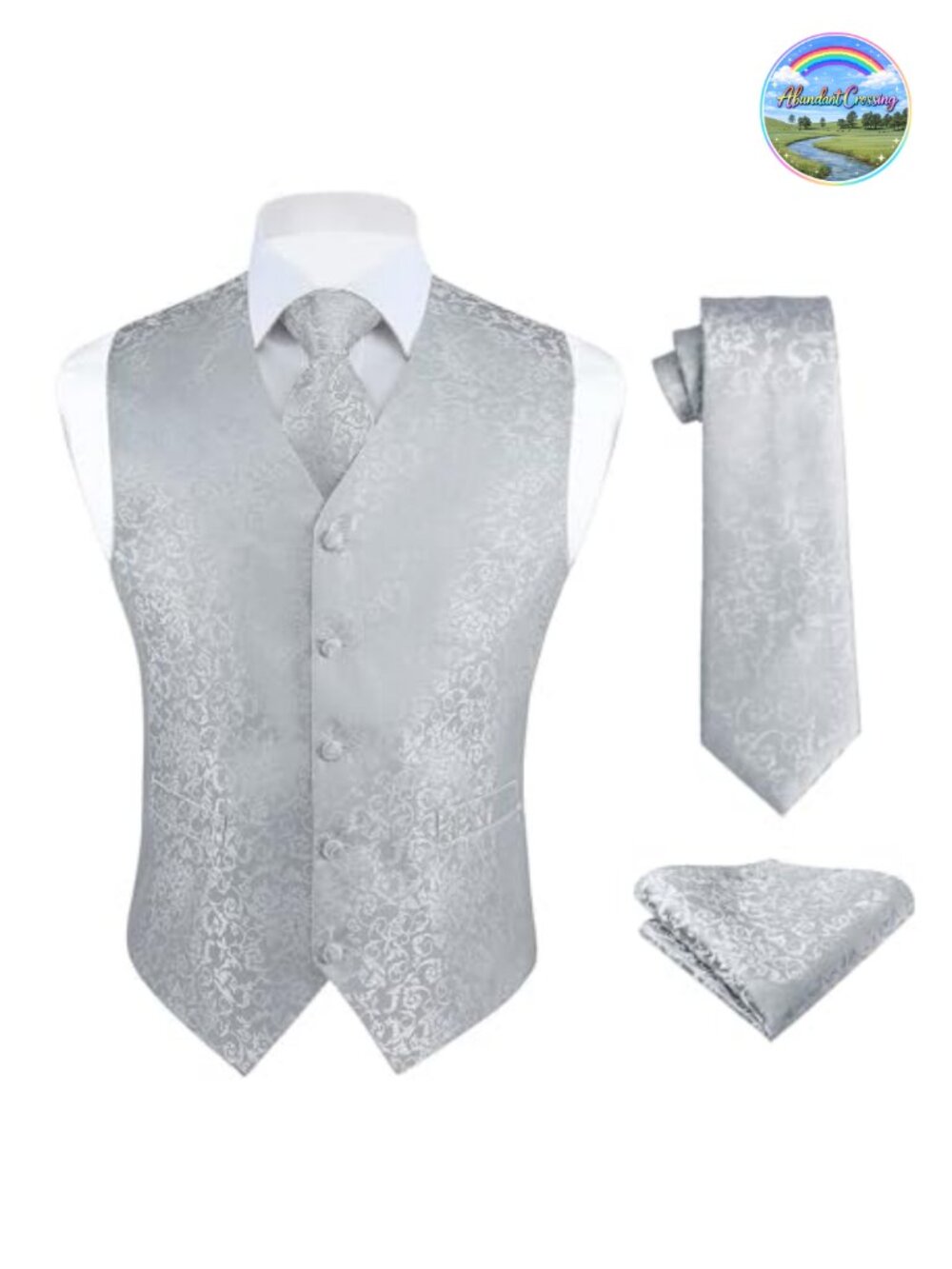 Mens 3PC Vest Tie Set Silk Polyester Paisley Jacquard Formal Wedding Waistcoat